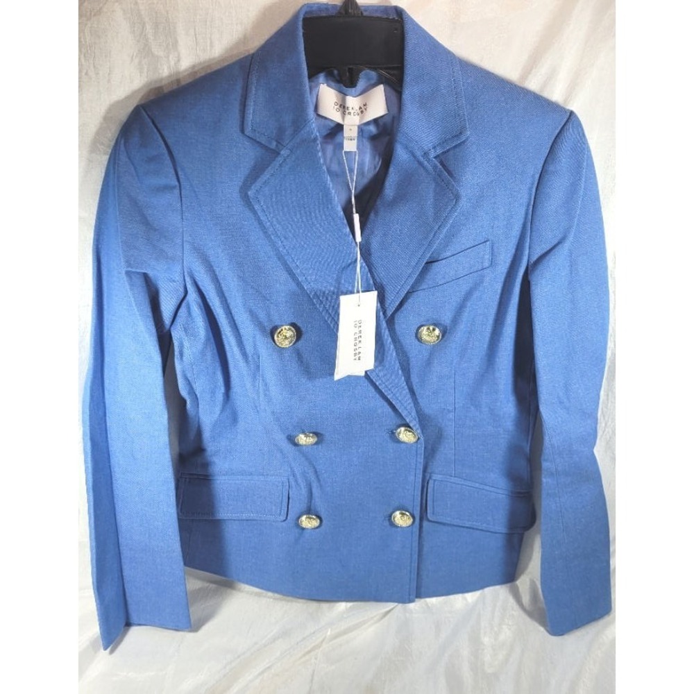 Derek Lam 10 Crosby Women's Double Breasted Myla Crop Blazer - Blue - Size 0